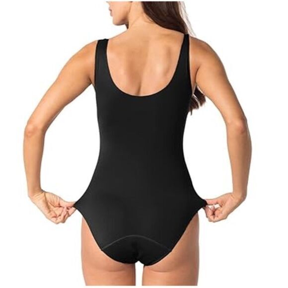 Bathknix NWT Black Period Swimwear Scoop Neck Pull On One Piece Swimsuit Size S - Picture 2 of 10